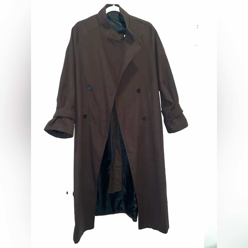 Classic Double-Breasted Brown Trench Coat